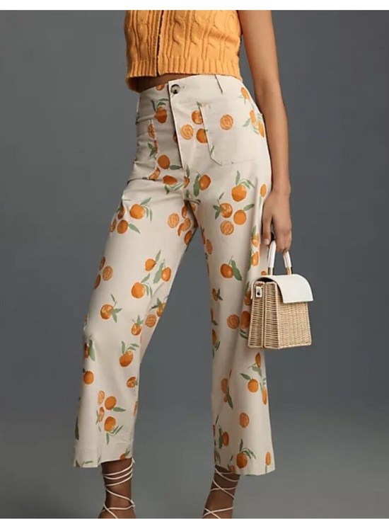 Maeve Pants - Anthropologie Maeve x Dylan Mierzwinski Oranges Colette Cropped Wide-Leg 26 NWT